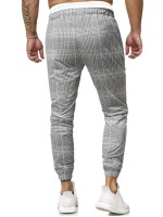 Men Drawstring Waist Plaid Pants