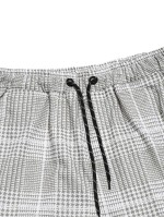 Men Drawstring Waist Plaid Pants