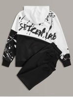 Men Letter Graphic Drawstring Tracksuit