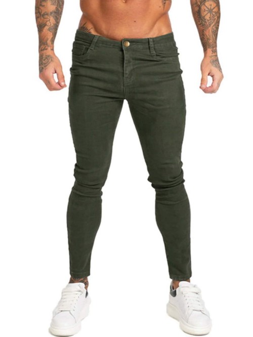 Men Zip Fly Solid Jean