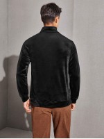 Men Stand Collar Velvet Pullover