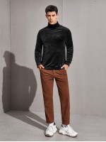 Men Stand Collar Velvet Pullover