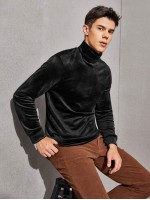 Men Stand Collar Velvet Pullover