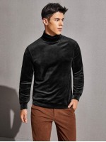 Men Stand Collar Velvet Pullover