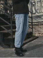 Men Splatter Print Straight Leg Jeans