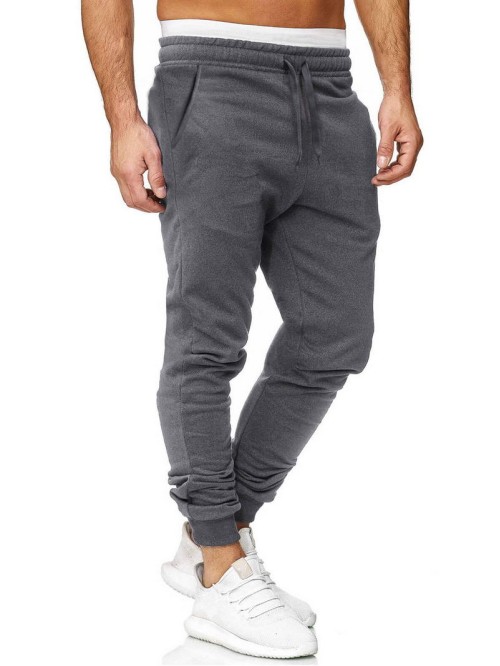 Men Solid Drawstring Waist Sweatpants