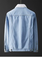 Men Teddy Lined Button Through Denim Jacket