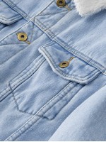 Men Teddy Lined Button Through Denim Jacket