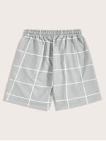 Men Plaid Drawstring Shorts