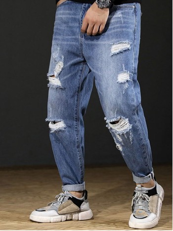 Men Ripped Pocket Detail Jeans