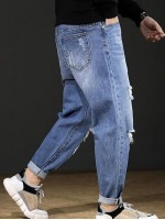 Men Ripped Pocket Detail Jeans