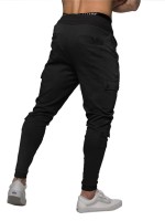 Men Side Flap Pocket Drawstring Waist Sweatpants