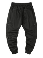 Men Side Flap Pocket Drawstring Waist Sweatpants