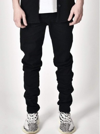 Men Solid Zipper Fly Skinny Jeans