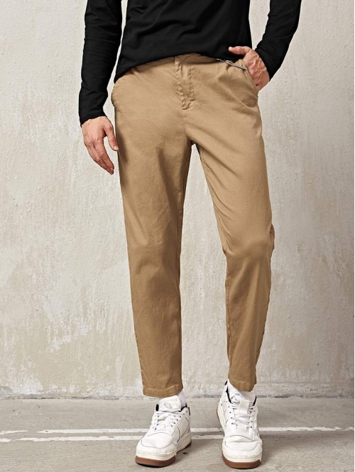 Men Slant Pocket Pants With Chain