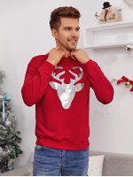 Men Christmas Print Pullover