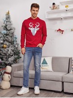 Men Christmas Print Pullover