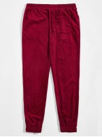 Men Drawstring Waist Corduroy Sweatpants