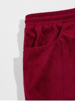 Men Drawstring Waist Corduroy Sweatpants