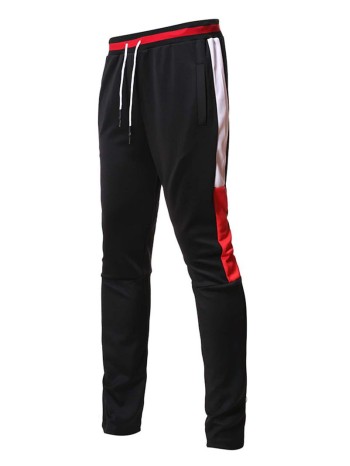 Men Contrast Sideseam Drawstring Waist Sweatpants