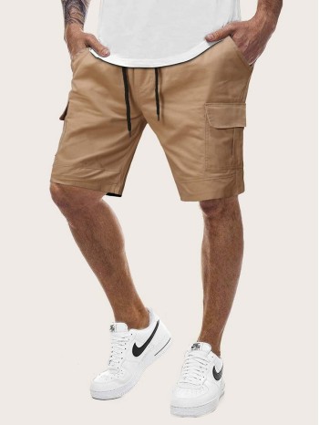 Men Drawstring Waist Track Shorts