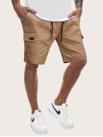 Men Drawstring Waist Track Shorts