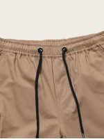 Men Drawstring Waist Track Shorts