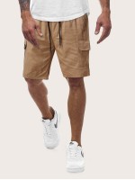 Men Drawstring Waist Track Shorts