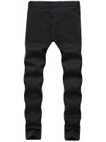 Men Ripped Zipper Detail Skinny Jeans