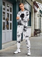 Men Tie Dye Cartoon Graphic Hoodie & Sweatpants Set