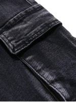 Men Flap Pocket Skinny Jeans