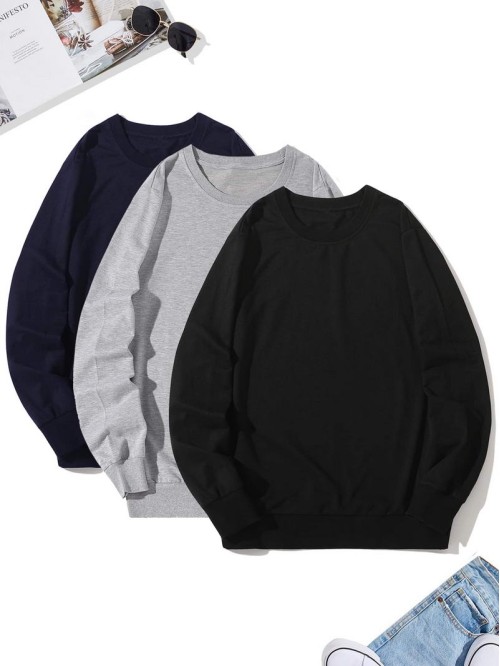 Men 3pcs Round Neck Sweatshirt