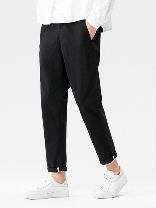 Men Slant Pocket Tapered Pants