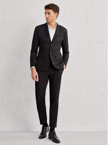 Men Pocket Front Blazer & Pants Set