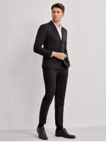 Men Pocket Front Blazer & Pants Set