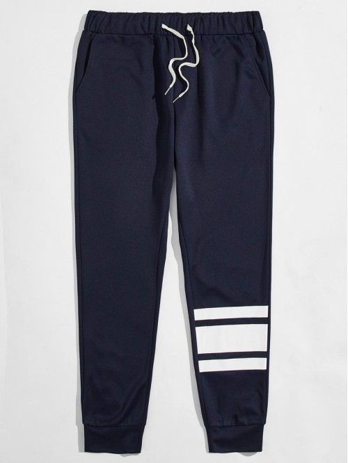 Men Striped Slant Pocket Sweatpants