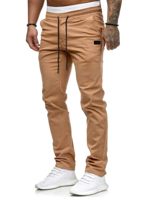 Men Drawstring Waist Straight Leg Pants