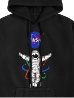 Men Astronaut And Letter Graphic Drawstring Hoodie