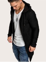 Men Zip Up Drawstring Hooded Sweatshirt