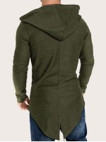 Men Zip Up Drawstring Hooded Sweatshirt