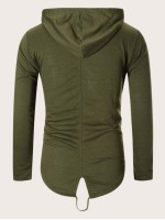 Men Zip Up Drawstring Hooded Sweatshirt