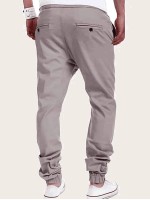 Men Drawstring Waist Solid Pants