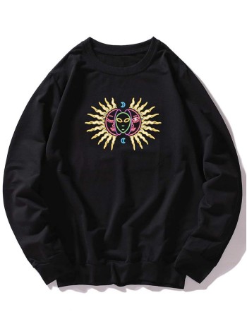 Men Sun & Moon Print Sweatshirt