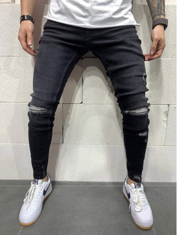 Men Ripped Pocket Skinny Jeans