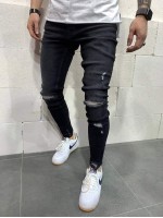 Men Ripped Pocket Skinny Jeans