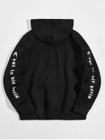 Men Slogan & Graphic Print Hoodie