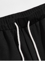 Men Drawstring Waist Patch Detail Sweatpants