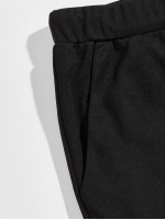 Men Drawstring Waist Patch Detail Sweatpants