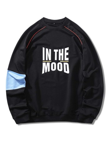 Men Contrast Panel Letter Graphic Sweatshirt