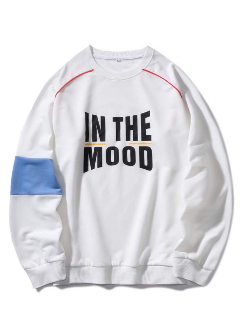 Men Contrast Panel Letter Graphic Sweatshirt